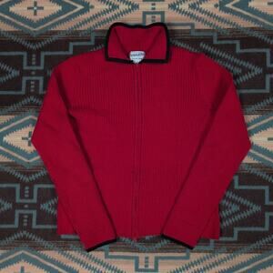 Vintage Pendleton Women's Red Cable Knit Cardigan Sweater Petite Small Boho Cute